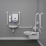 Nymas NymaPRO Wall Hung Doc M Toilet Pack with Steel Grab Rails and TMV3 Valve - White