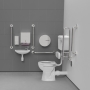 Nymas NymaCARE Low Level Lockable Cistern Doc M Toilet Pack with TMV3 Valve - Polished Grab Rails