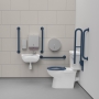 Nymas NymaCARE Premium Rimless RH Close Coupled Doc M Toilet Pack - Dark Blue Grab Rails