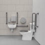 Nymas NymaCARE Premium Rimless RH Close Coupled Doc M Toilet Pack - Grey Grab Rails