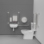 Nymas NymaCARE Premium Rimless RH Close Coupled Doc M Toilet Pack - Polished Grab Rails