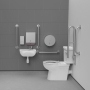 Nymas NymaCARE Premium Rimless RH Close Coupled Doc M Toilet Pack - Satin Grab Rails