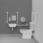 Nymas NymaCARE Premium Rimless RH Close Coupled Doc M Toilet Pack - White Grab Rails