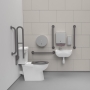 Nymas NymaCARE Premium Rimless LH Close Coupled Doc M Toilet Pack - Grey Grab Rails