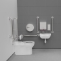 Nymas NymaCARE Premium Rimless LH Back to Wall Doc M Toilet Pack with TMV3 Valve - Polished Grab Rails
