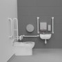 Nymas NymaCARE Premium Rimless LH Back to Wall Doc M Toilet Pack with TMV3 Valve - White Grab Rails