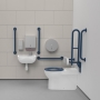 Nymas NymaCARE Premium Rimless RH Back to Wall Doc M Toilet Pack - Dark Blue Grab Rails