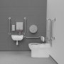 Nymas NymaCARE Premium Rimless RH Back to Wall Doc M Toilet Pack with TMV3 Tap - Satin Grab Rails