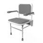 Nymas NymaCARE Premium Wall Mounted Padded Shower Seat with Legs Back and Arms - Grey