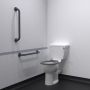 Nymas NymaPRO Close Coupled Ambulant Doc M Toilet Pack with Stainless Steel Grab Rails - Dark Grey