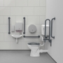 Nymas NymaPRO Low Level Doc M Toilet Pack with Stainless Steel Grab Rails - Dark Grey