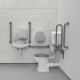 Nymas NymaPRO Low Level Doc M Toilet Pack with Stainless Steel Grab Rails - Grey