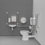 Nymas NymaPRO Low Level Doc M Toilet Pack with Stainless Steel Grab Rails and TMV3 Valve - Polished