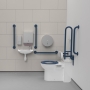 Nymas NymaPRO Back to Wall Doc M Toilet Pack with Stainless Steel Grab Rails - Dark Blue
