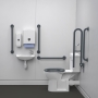 Nymas NymaPRO Rimless Close Coupled Lockable Cistern Doc M Toilet Pack with TMV3 Valve - Dark Grey Grab Rails