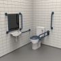 Nymas NymaPRO Rimless Close Coupled Doc M Toilet Pack with Exposed Fixings - Dark Blue Grab Rails