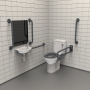 Nymas NymaPRO Rimless Close Coupled Doc M Toilet Pack with Exposed Fixings - Dark Grey Grab Rails