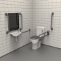 Nymas NymaPRO Rimless Close Coupled Doc M Toilet Pack with Exposed Fixings - Grey Grab Rails