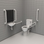 Nymas NymaPRO Rimless Close Coupled Doc M Toilet Pack with Exposed Fixings - White Grab Rails