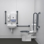 Nymas NymaPRO Rimless Close Coupled Accessible Doc M Toilet Pack with Exposed Fixings - Dark Grey Grab Rails