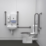 Nymas NymaPRO Rimless Close Coupled Accessible Doc M Toilet Pack with Exposed Fixings - Grey Grab Rails