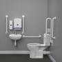 Nymas NymaPRO Rimless Close Coupled Accessible Doc M Toilet Pack with Exposed Fixings - White Grab Rails