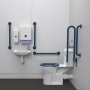 Nymas NymaPRO Rimless Close Coupled Doc M Toilet Pack with Steel Grab Rails - Dark Blue