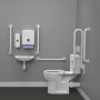 Nymas NymaPRO Rimless Close Coupled Doc M Toilet Pack with Steel Grab Rails - White
