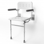 Nymas NymaPRO Wall Mounted Shower Seat with Legs Back and Arms - White