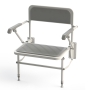 Nymas NymaSTYLE Extra Wide Wall Mounted Padded Shower Seat with Legs Back and Arms - Grey
