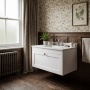 Old London Ashwick 800mm 1-Drawer Wall Hung Vanity Unit with Marble Top Basin
