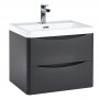Orbit Contour Wall Hung 2-Drawer Vanity Unit with Basin 600mm Wide - Graphite Grey