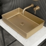 Orbit Core Rectangular Countertop Basin 520mm Wide 0 Tap Hole - Brushed Brass