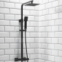 Orbit Lunar Square Shower Riser Kit with Single Function Handset and Fixed Head - Black