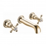 Orbit Harrogate Wall Mounted Crosshead 3-Hole Basin Mixer Tap - Aged Brass