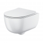 Orbit Riviera Round Rimless Wall Hung Toilet Pan with Soft Close Seat - Gloss White