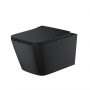 Orbit Riviera Square Rimless Wall Hung Toilet Pan with Soft Close Seat - Matte Black