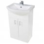 Orbit Verona Floor Standing 2-Door Vanity Unit with Basin 650mm Wide - Gloss White