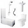 Bliss Complete Bathroom Suite with 1700mm x 735/900mm LH B-Shaped Shower Bath
