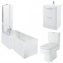 Bliss Complete Bathroom Suite with 1700mm LH L-Shaped Shower Bath and Close Coupled Toilet