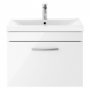 Nuie Athena Wall Hung 1-Drawer Vanity Unit with Basin-3 600mm Wide - Gloss White