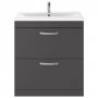 Nuie Athena Floor Standing 2-Drawer Vanity Unit with Basin-2 800mm Wide - Gloss Grey
