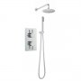 Nuie Rectangular Twin Valve Concealed Mixer Shower with Round Fixed Head and Handset