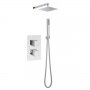 Nuie Rectangular Twin Valve Concealed Mixer Shower with Square Fixed Head and Handset