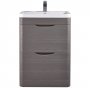 Nuie Eclipse Floor Standing 2-Drawer Vanity Unit with Basin-1 600mm Wide - Midnight Grey