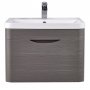 Nuie Eclipse Wall Hung 1-Drawer Vanity Unit with Basin-1 600mm Wide - Midnight Grey