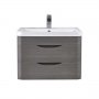 Nuie Eclipse Wall Hung 2-Drawer Vanity Unit with Basin 600mm Wide - Midnight Grey
