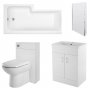 Nuie Eden Complete Furniture Bathroom Suite with L-Shaped Shower Bath 1700mm - Right Handed
