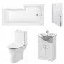 Nuie Freya Complete Furniture Suite with Vanity Unit and L-Shaped Shower Bath 1700mm LH