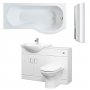 Nuie Mayford Complete Furniture Bathroom Suite with P-Shaped Shower Bath 1700mm - Right Handed